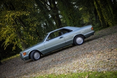 mercedes benz 560 sec c123 zielony auto do ślubu