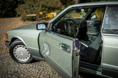 mercedes benz 560 sec c123 zielony auto na ślub