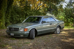 mercedes benz 560 sec c123 zielony samochód na ślub