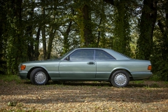 mercedes benz 560 sec c123 zielony samochód na ślub